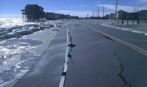 Road damage to Hightway 12 near Rodanthe, NC.